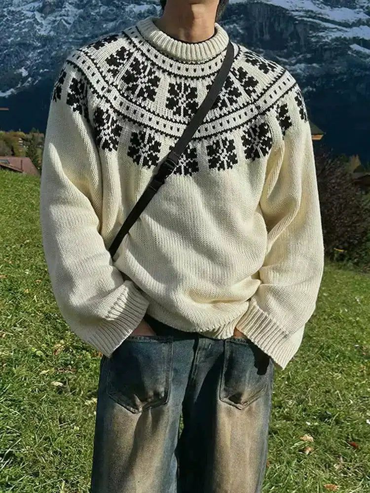 OH Snow Flake Contrast Sweater-korean-fashion-Sweater-OH Atelier-OH Garments