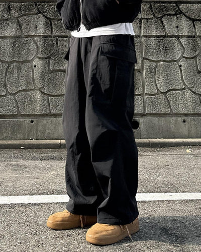 OH Solid Color Wide Cargo Pants-korean-fashion-Pants-OH Atelier-OH Garments