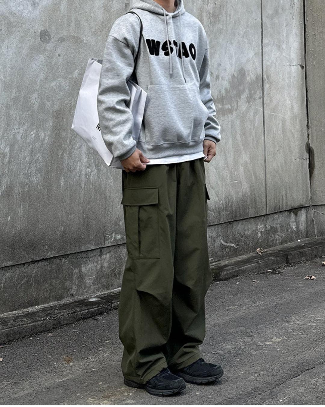 OH Solid Color Wide Cargo Pants-korean-fashion-Pants-OH Atelier-OH Garments