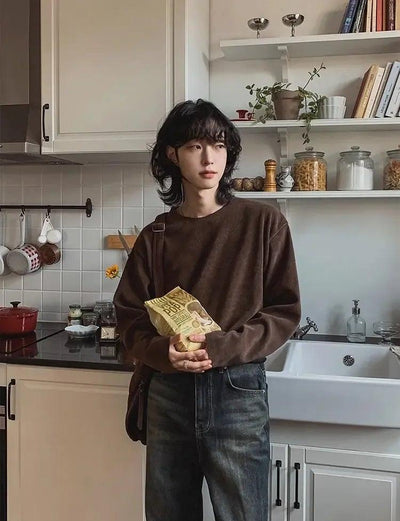 OH Solid Corduroy Textured L/S T-Shirt-korean-fashion-Jacket-OH Atelier-OH Garments