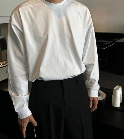 OH Solid Structured L/S T-Shirt-korean-fashion-T-Shirt-OH Atelier-OH Garments