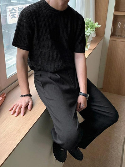 OH Subtle Hollow Knit T-Shirt-korean-fashion-T-Shirt-OH Atelier-OH Garments
