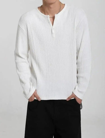 OH Textured Henley L/S T-Shirt-korean-fashion-T-Shirt-OH Atelier-OH Garments