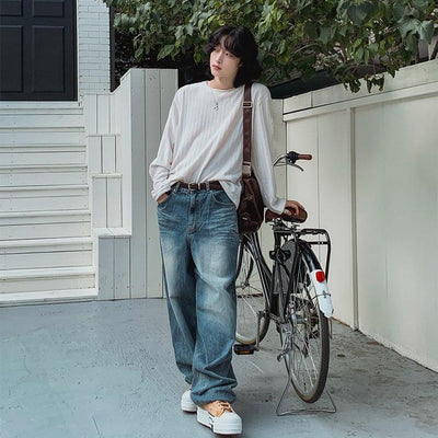 OH Textured Long Sleeve T-Shirt-korean-fashion-T-Shirt-OH Atelier-OH Garments