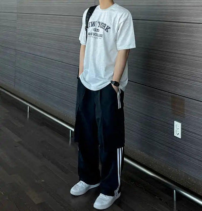 OH Three-Bar Wide Track Pants-korean-fashion-Pants-OH Atelier-OH Garments