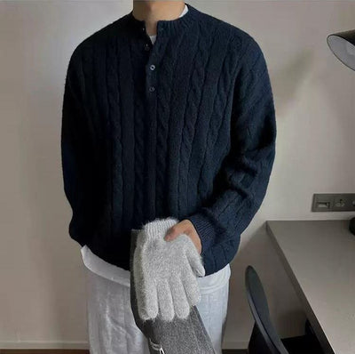 OH Twisted Henley Collar Sweater-korean-fashion-Sweater-OH Atelier-OH Garments