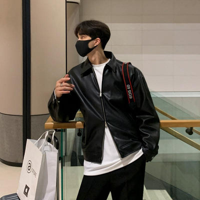 OH Two Zipper Ends Faux Leather Jacket-korean-fashion-Jacket-OH Atelier-OH Garments