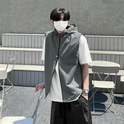 OH Two Zipper Ends Sleeveless Hoodie-korean-fashion-Hoodie-OH Atelier-OH Garments