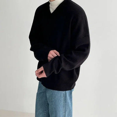 OH V-Neck Relaxed Fit Sweater-korean-fashion-Sweater-OH Atelier-OH Garments