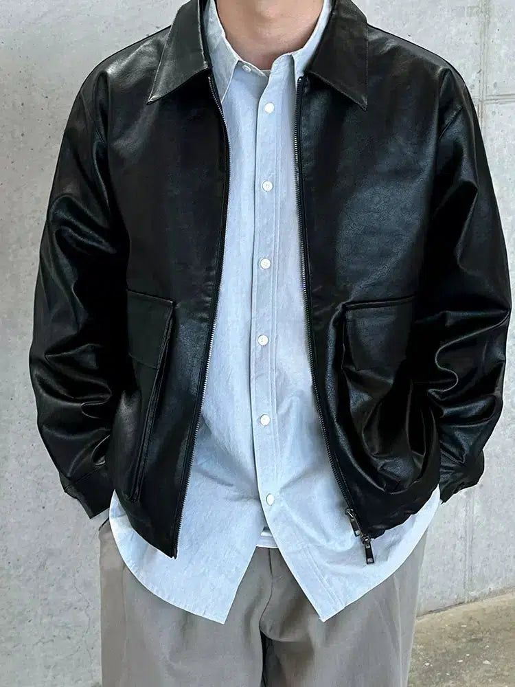 OH Versatile Zipped PU Leather Jacket-korean-fashion-Jacket-OH Atelier-OH Garments