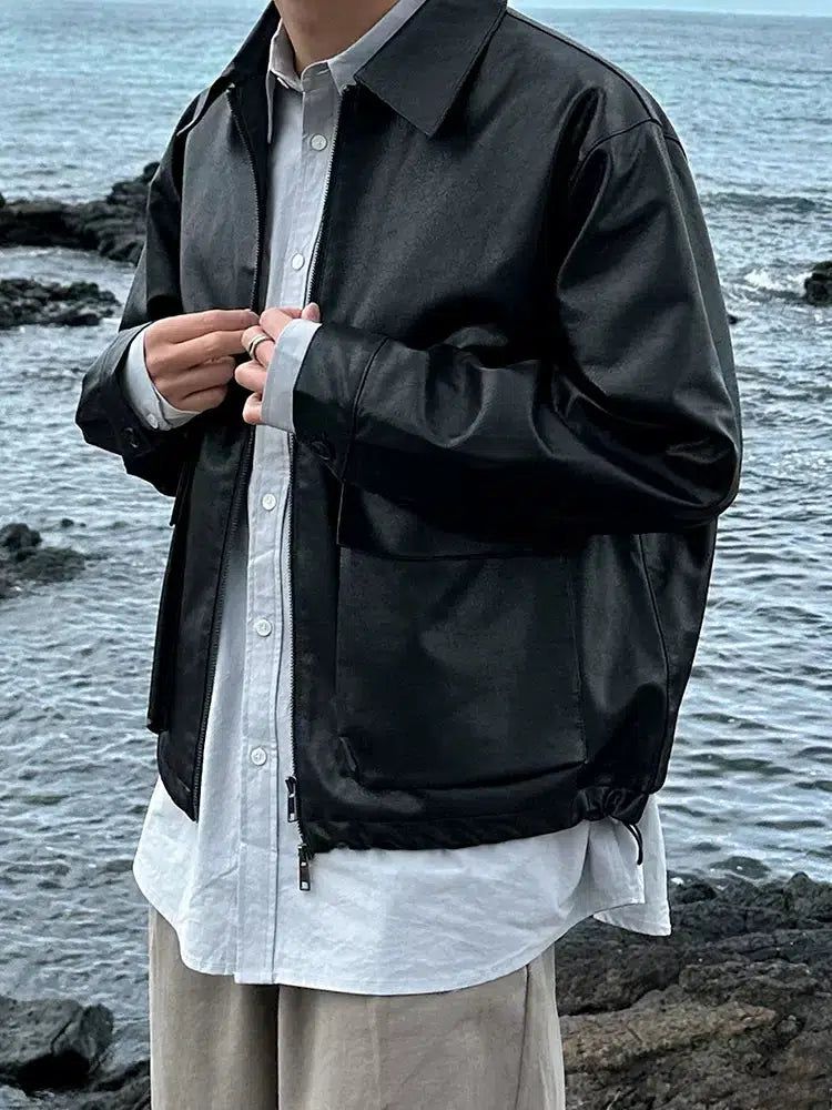 OH Versatile Zipped PU Leather Jacket-korean-fashion-Jacket-OH Atelier-OH Garments