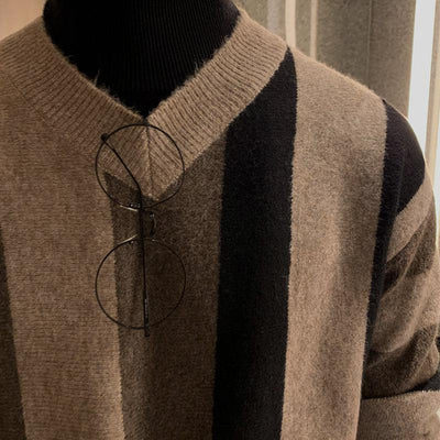 OH Vintage Contrasting Bars Sweater-korean-fashion-Sweater-OH Atelier-OH Garments