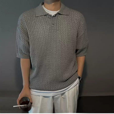 OH Waffle Textured Knit Polo-korean-fashion-Polo-OH Atelier-OH Garments