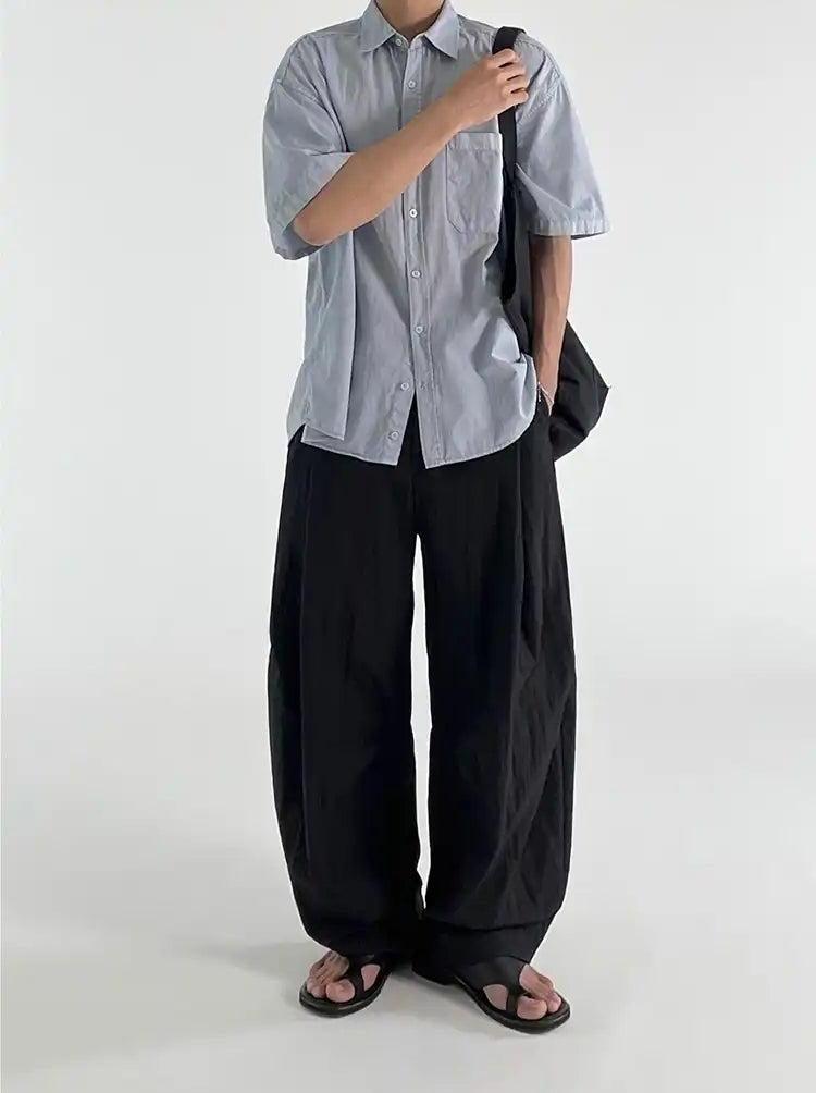 OH Waist Pleated Wide Leg Pants-korean-fashion-Pants-OH Atelier-OH Garments