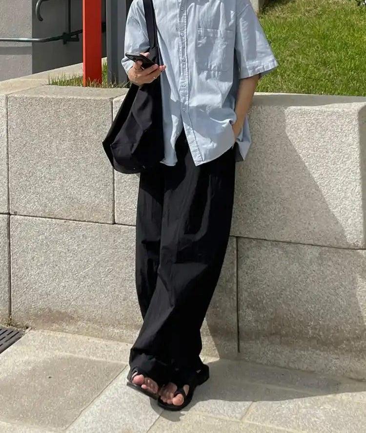 OH Waist Pleated Wide Leg Pants-korean-fashion-Pants-OH Atelier-OH Garments