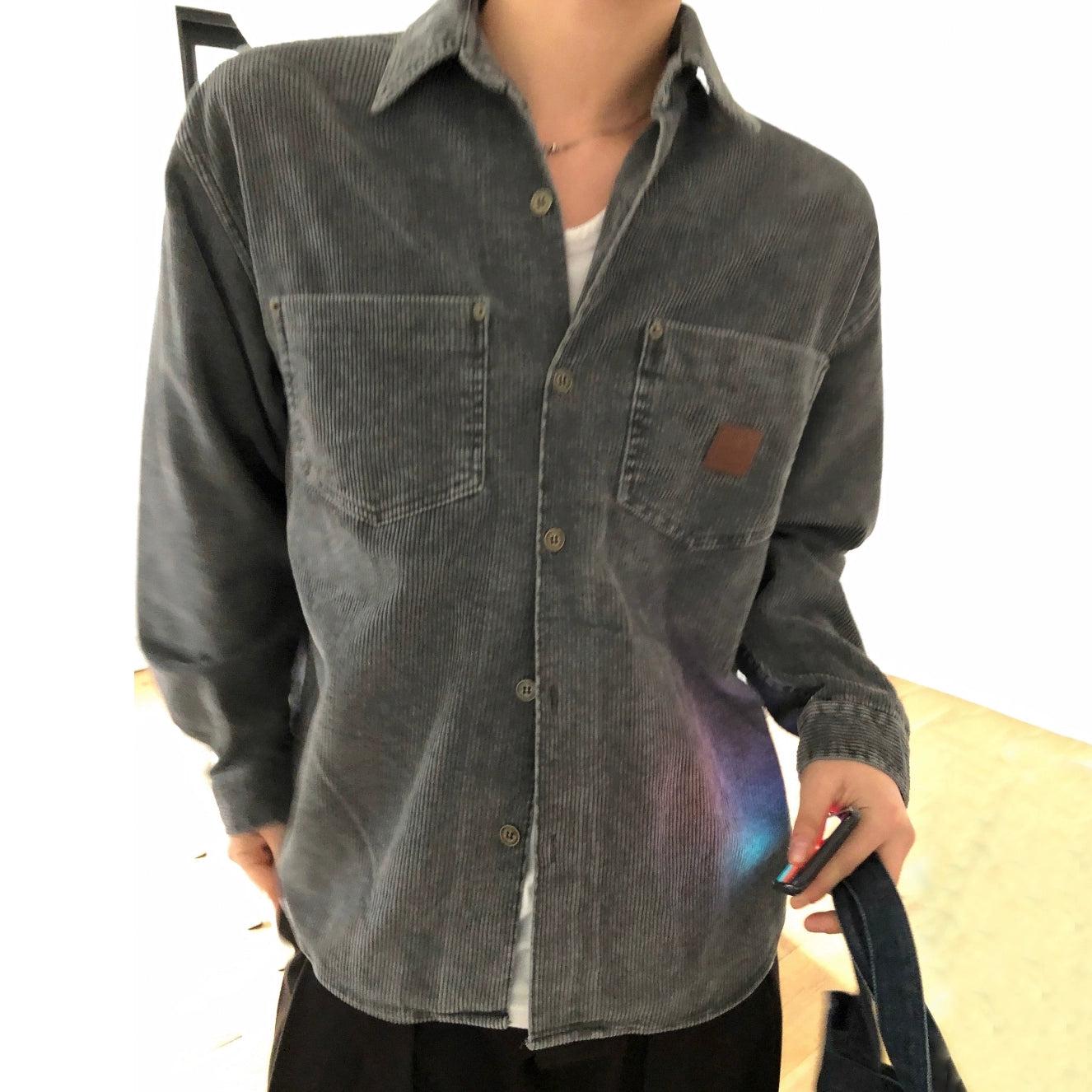 OH Washed Breast Pocket Corduroy Shirt-korean-fashion-Shirt-OH Atelier-OH Garments