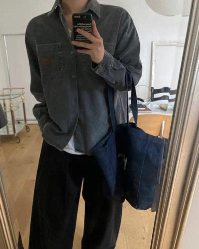 OH Washed Breast Pocket Corduroy Shirt-korean-fashion-Shirt-OH Atelier-OH Garments