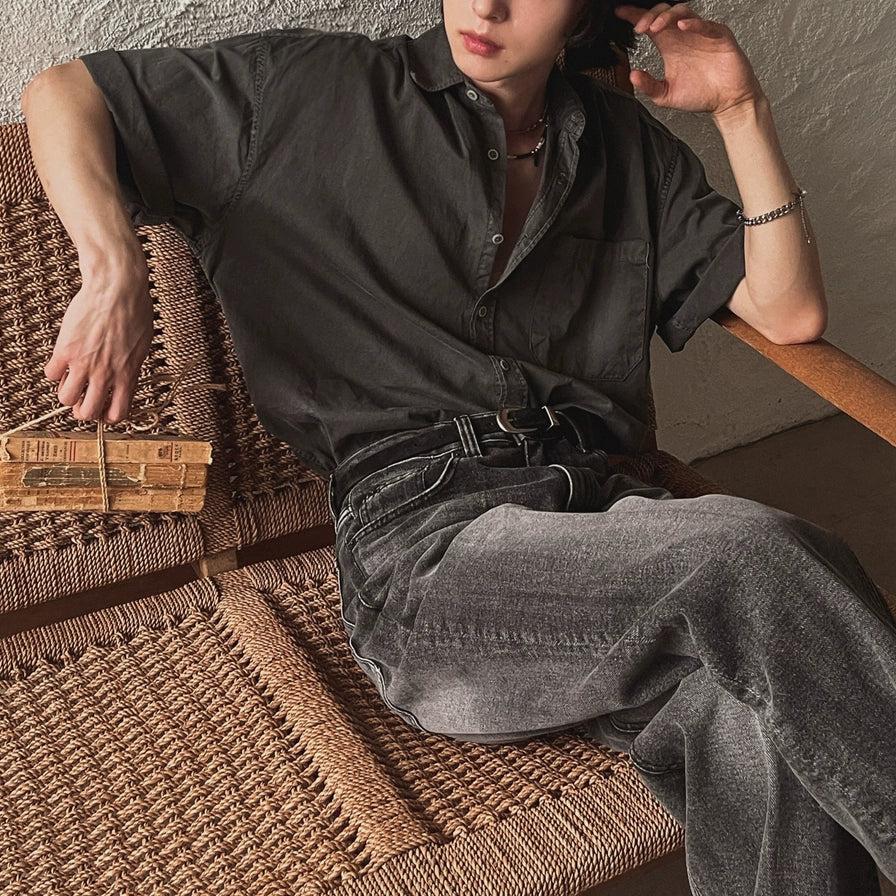 OH Washed Casual Denim Shirt-korean-fashion-Shirt-OH Atelier-OH Garments