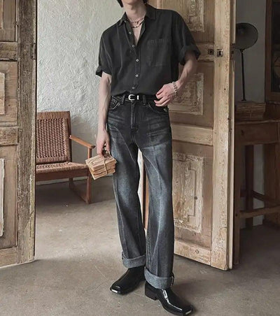 OH Washed Casual Denim Shirt-korean-fashion-Shirt-OH Atelier-OH Garments
