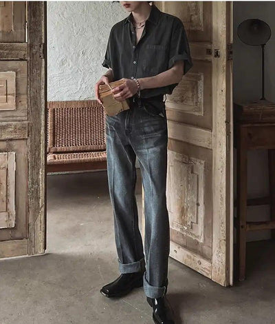 OH Washed Casual Denim Shirt-korean-fashion-Shirt-OH Atelier-OH Garments