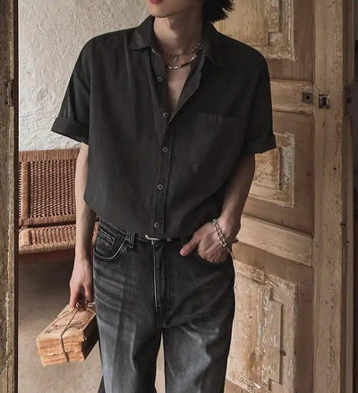 OH Washed Casual Denim Shirt-korean-fashion-Shirt-OH Atelier-OH Garments