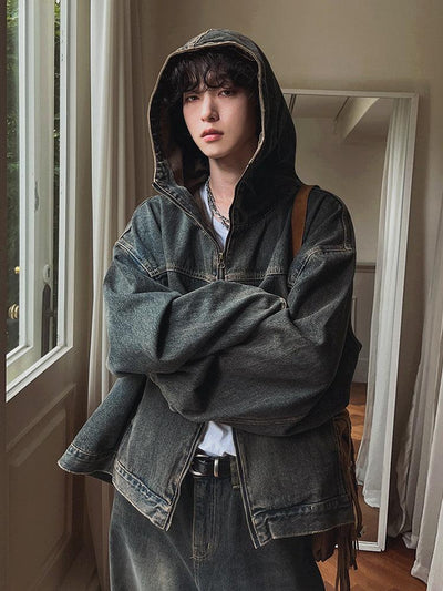 OH Washed Hooded Denim Jacket & Jeans Set-korean-fashion-Clothing Set-OH Atelier-OH Garments