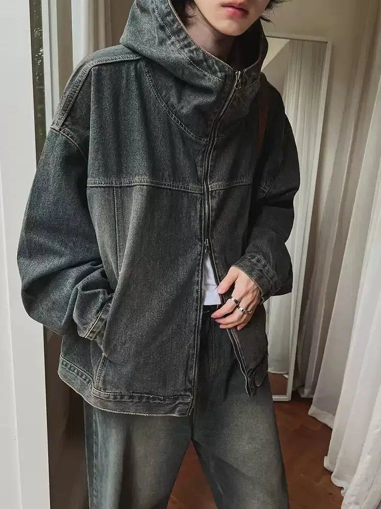 OH Washed Hooded Denim Jacket & Jeans Set-korean-fashion-Clothing Set-OH Atelier-OH Garments