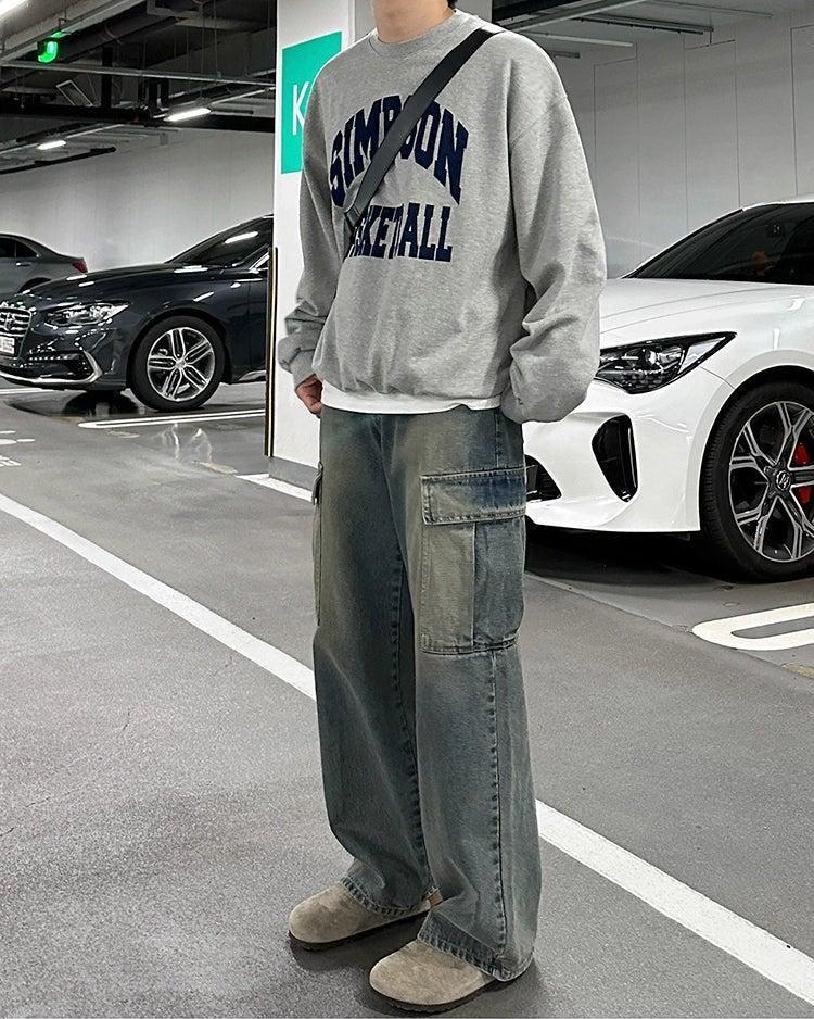 OH Washed Loose Fit Cargo Jeans-korean-fashion-Jeans-OH Atelier-OH Garments