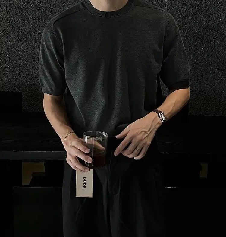 OH Washed Ribbed Hem Knit T-Shirt-korean-fashion-T-Shirt-OH Atelier-OH Garments