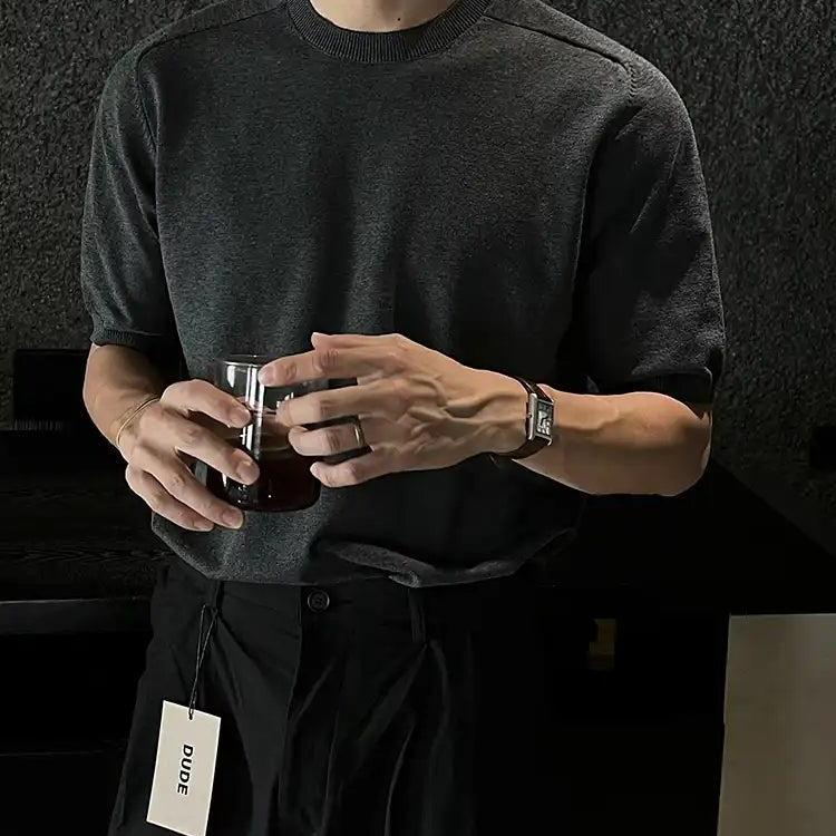 OH Washed Ribbed Hem Knit T-Shirt-korean-fashion-T-Shirt-OH Atelier-OH Garments