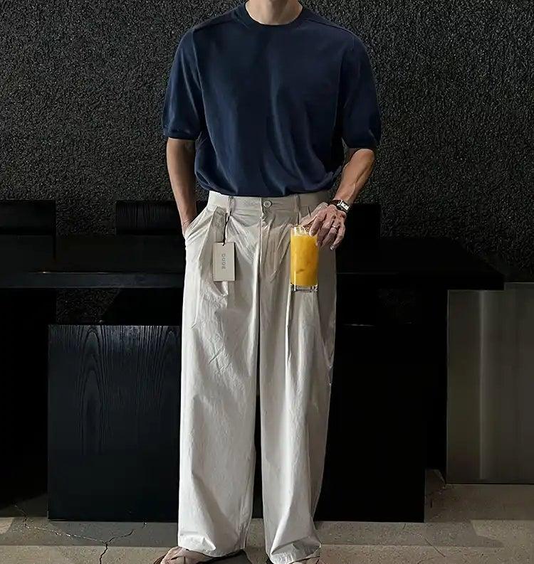 OH Washed Ribbed Hem Knit T-Shirt-korean-fashion-T-Shirt-OH Atelier-OH Garments