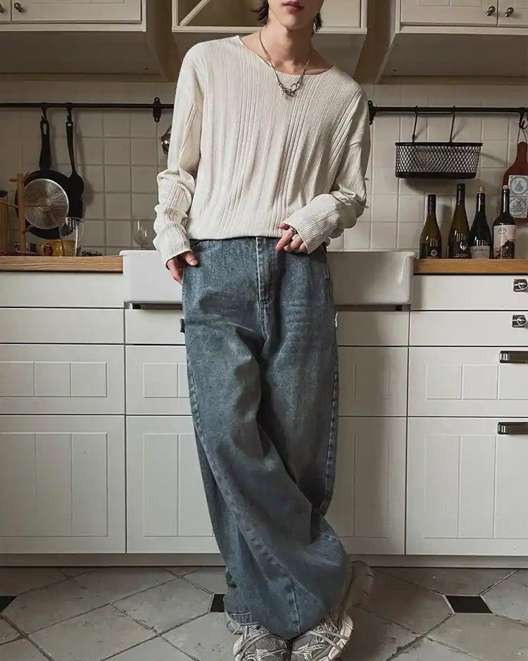 OH Washed Side Snap Jeans-korean-fashion-Jeans-OH Atelier-OH Garments