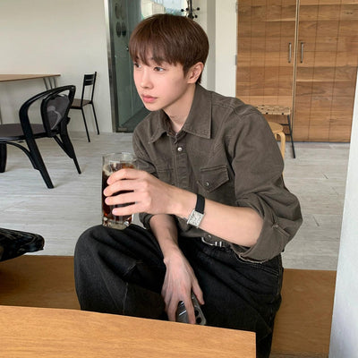 OH Washed Snap Buttoned Shirt-korean-fashion-Shirt-OH Atelier-OH Garments