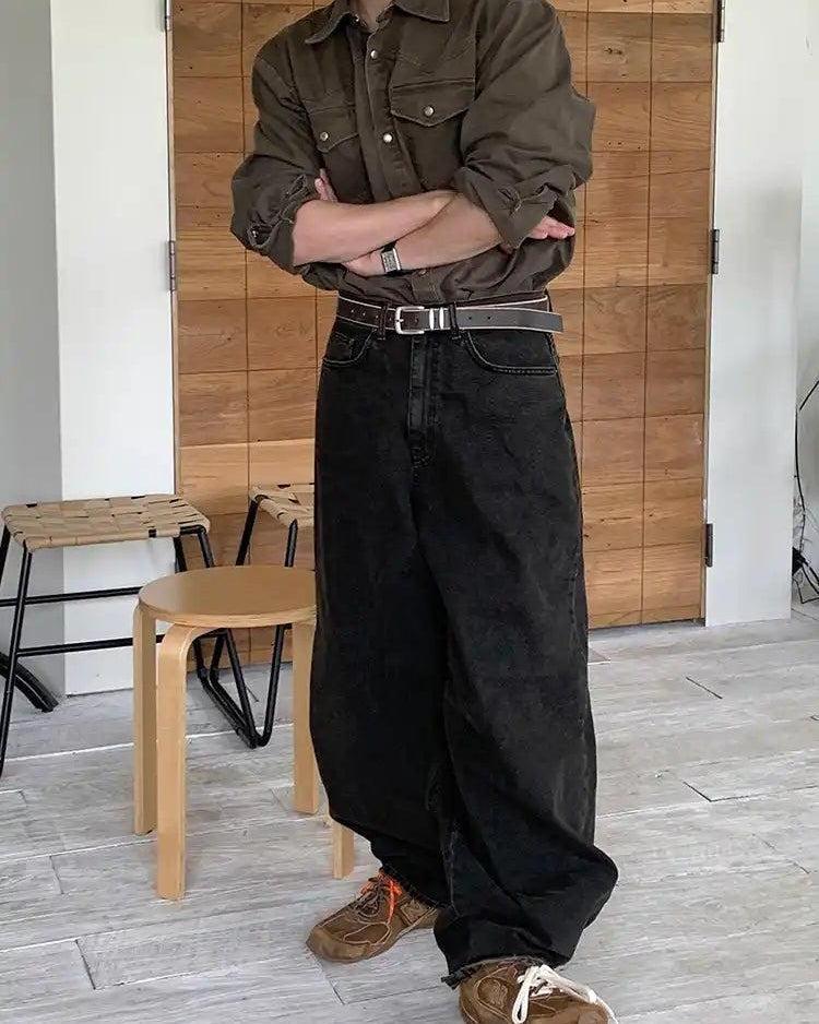 OH Washed Snap Buttoned Shirt-korean-fashion-Shirt-OH Atelier-OH Garments