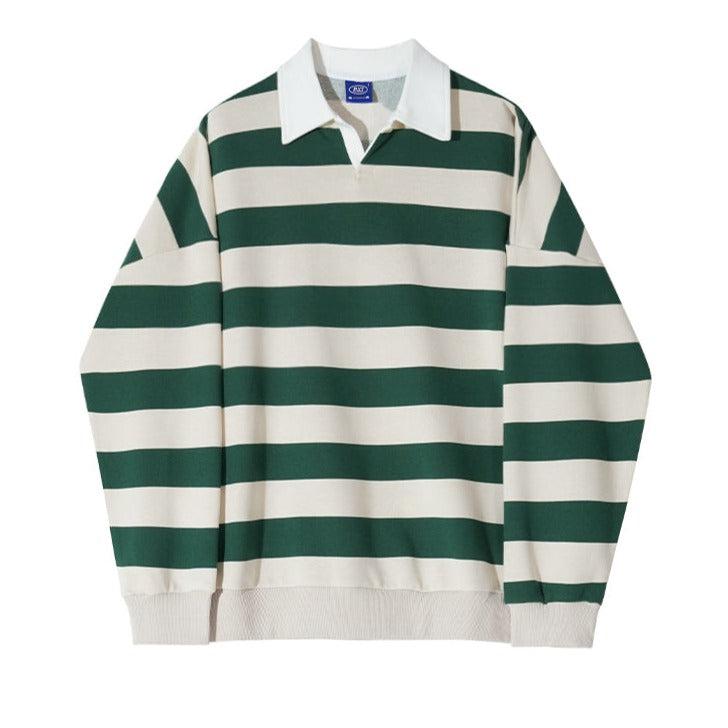 OH Wide Striped Collared Polo-korean-fashion-Polo-OH Atelier-OH Garments