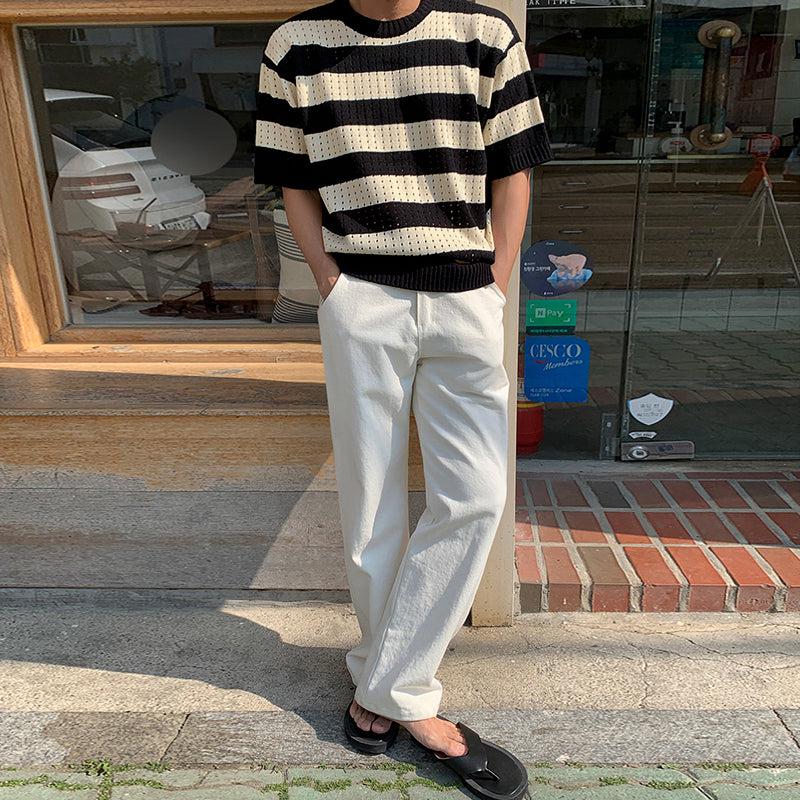 OH Wide Stripes Knit T-Shirt-korean-fashion-T-Shirt-OH Atelier-OH Garments