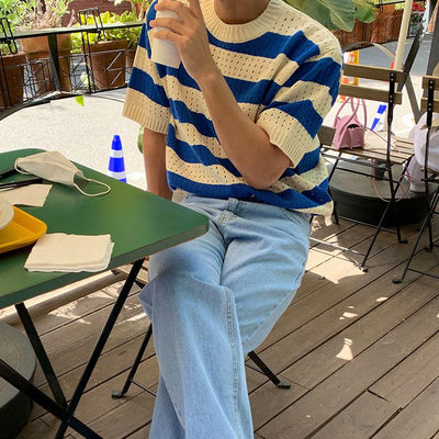 OH Wide Stripes Knit T-Shirt-korean-fashion-T-Shirt-OH Atelier-OH Garments