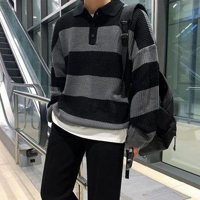OH Wide Stripes Textured Sweater-korean-fashion-Sweater-OH Atelier-OH Garments