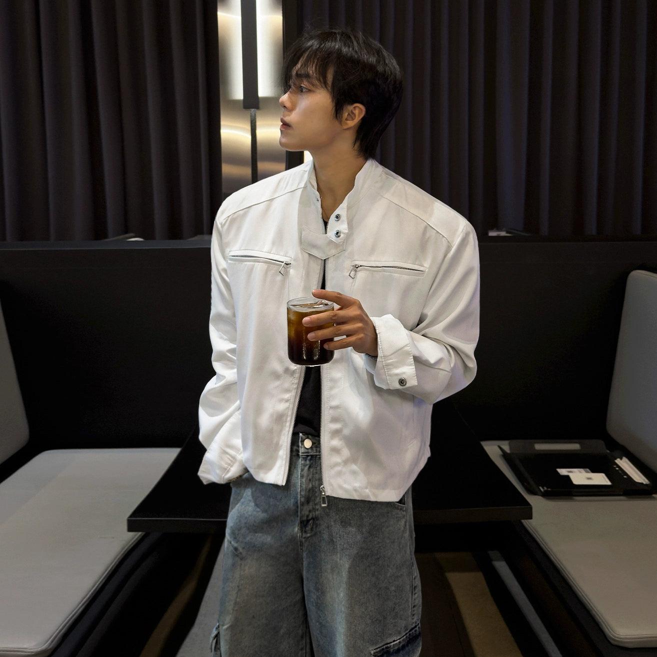 OH Zip Pocket Stand Collar Jacket-korean-fashion-Jacket-OH Atelier-OH Garments