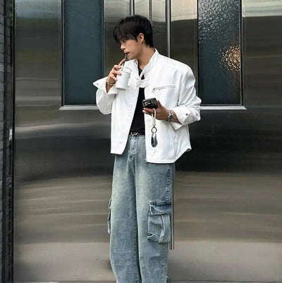 OH Zip Pocket Stand Collar Jacket-korean-fashion-Jacket-OH Atelier-OH Garments