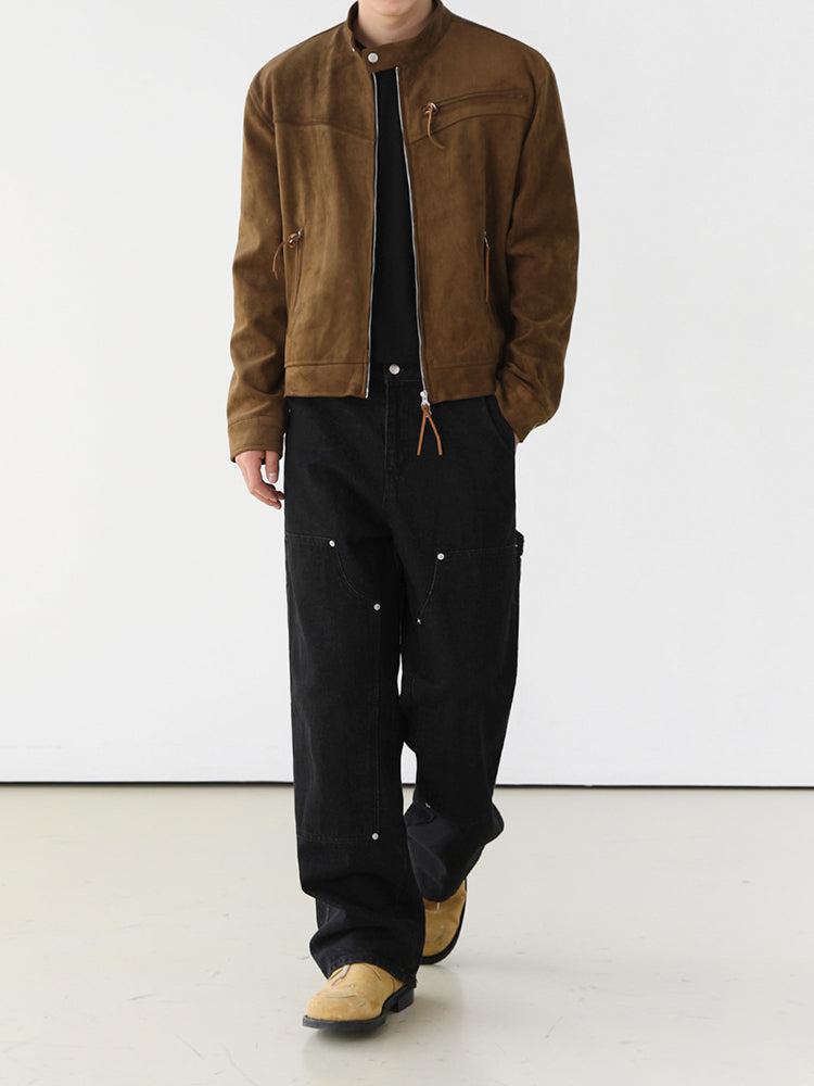 OH Zip Strings Suede Textured Jacket-korean-fashion-Jacket-OH Atelier-OH Garments