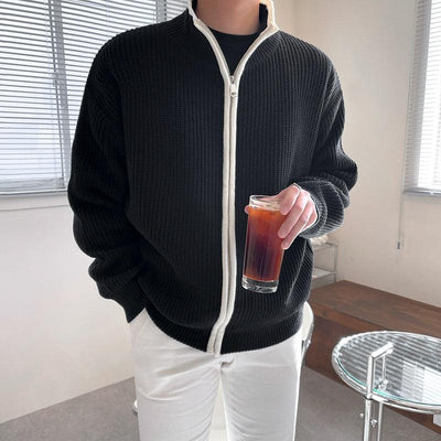 OH Zipper Line Contrast Knit Jacket-korean-fashion-Jacket-OH Atelier-OH Garments