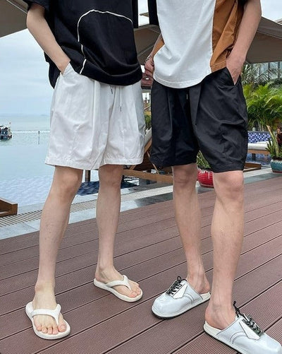 Pop Casual Drawstring Plain Shorts-korean-fashion-Shorts-Pop's Closet-OH Garments