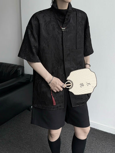 Qi Asian Pattern Texture Shirt-korean-fashion-Shirt-Qi's Closet-OH Garments