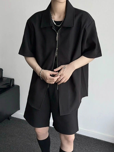 Qi Double-Puller Zipped Shirt-korean-fashion-Shirt-Qi's Closet-OH Garments