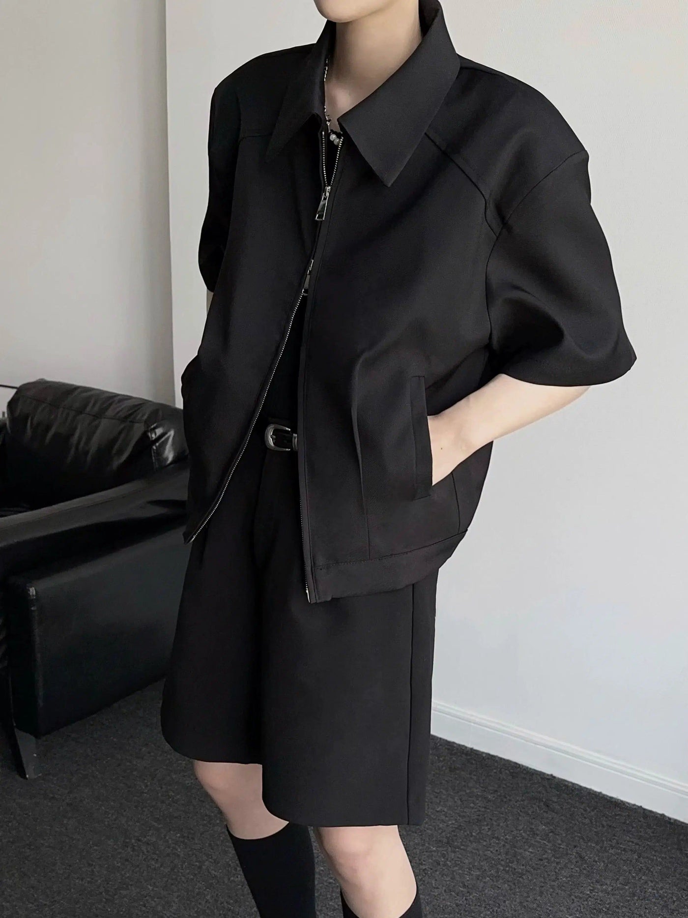 Qi Shoulder Padded Collar Jacket-korean-fashion-Jacket-Qi's Closet-OH Garments