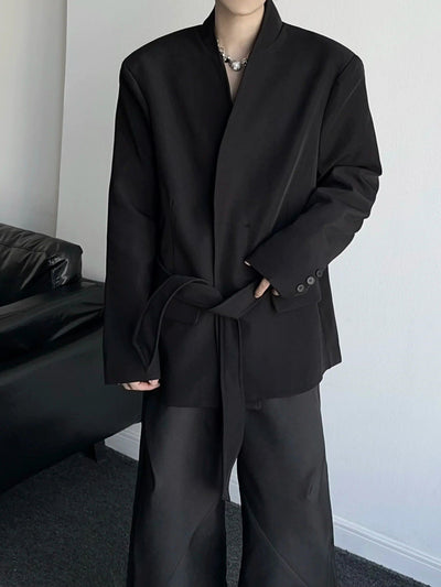 Qi Waist Belt Detail Blazer-korean-fashion-Blazer-Qi's Closet-OH Garments
