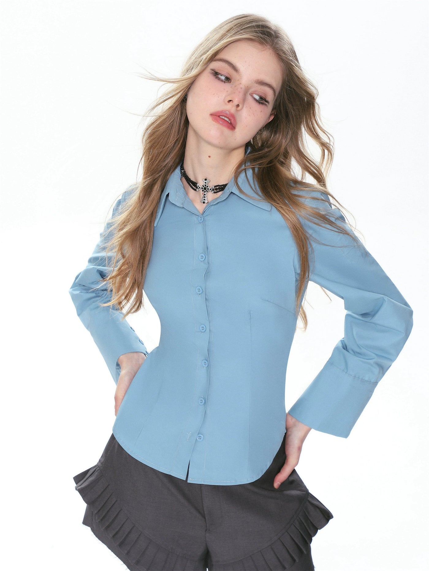 Shi Basic Button-Down Shirt-korean-fashion-Shirt-Shi's Closet-OH Garments