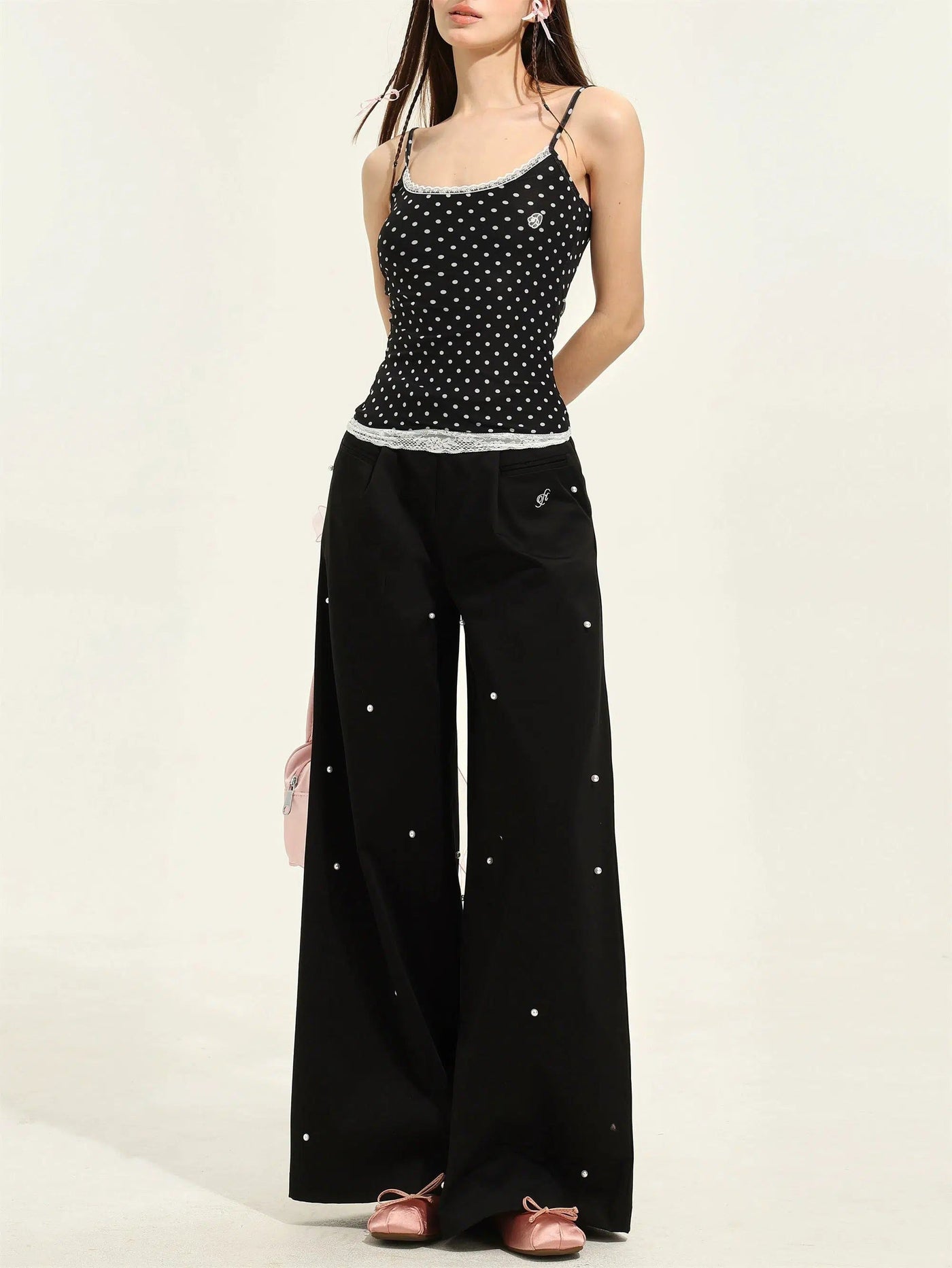 Shi Casual Pearl Detailed Pants-korean-fashion-Pants-Shi's Closet-OH Garments