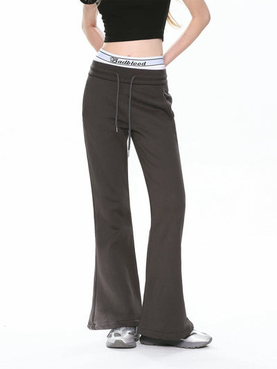 Shi Drawcord Sports Flared Pants-korean-fashion-Pants-Shi's Closet-OH Garments
